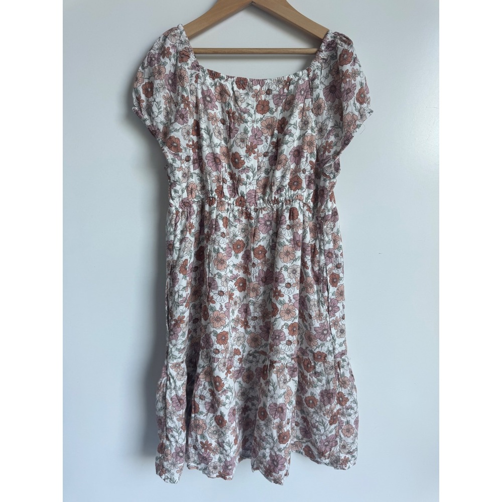 Abercrombie Kids Floral Tiered Dress 13/14 Boho Cottagecore Pink Cream NEW